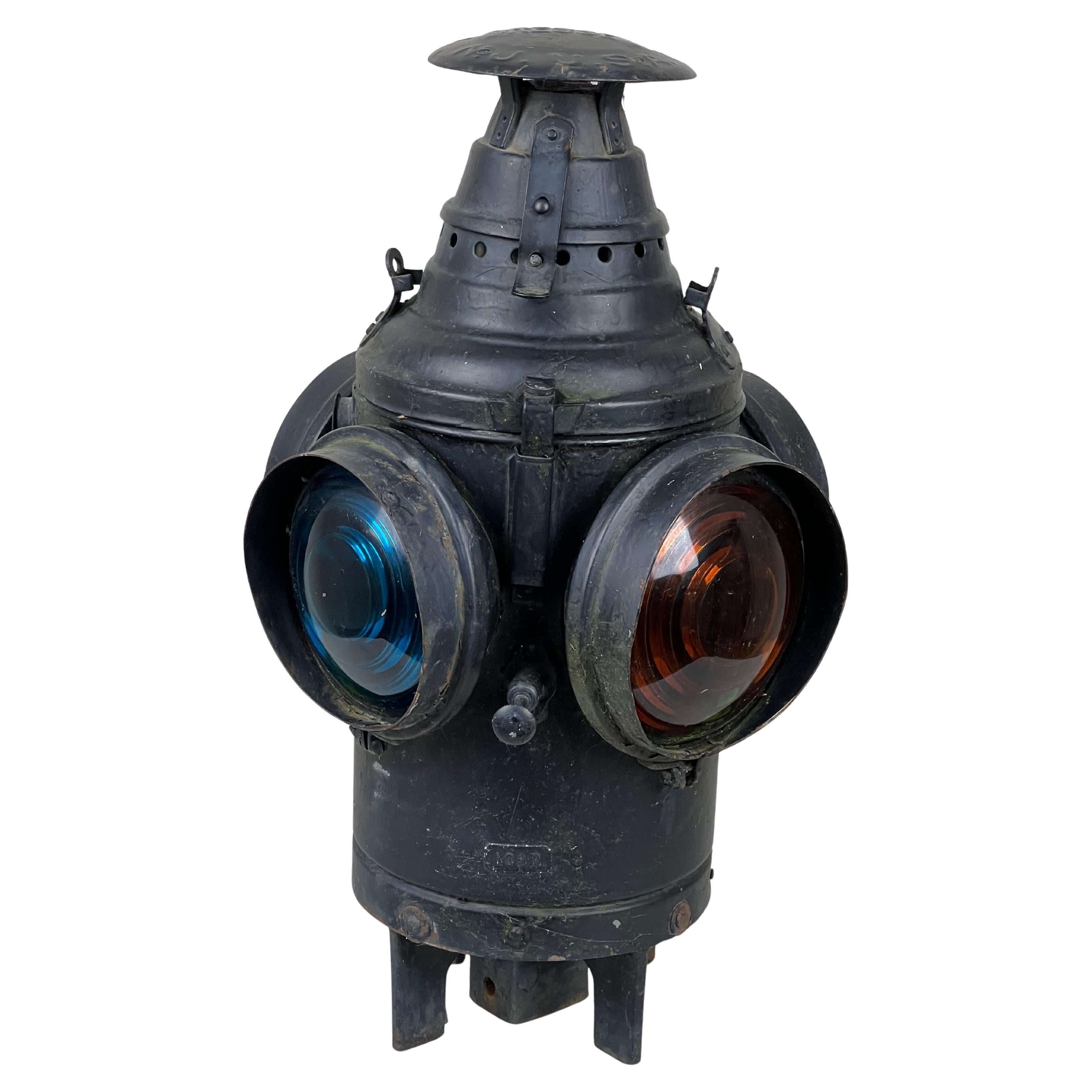 Antique Illinois Central Railroad Signal Lantern by Dressel Arlington NJ