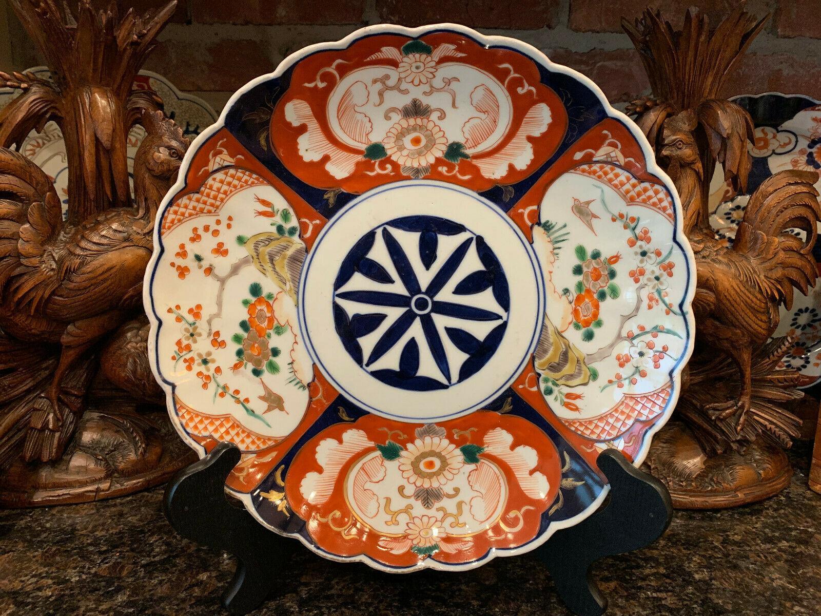~Direct from England~
A gorgeous large antique charger, deep with scalloped edge, hand painted in classic IMARI patterns.
~ Traditional Imari red, orange-red and deep blue decor~
~On our last buying trip to Europe, we purchased a large group of