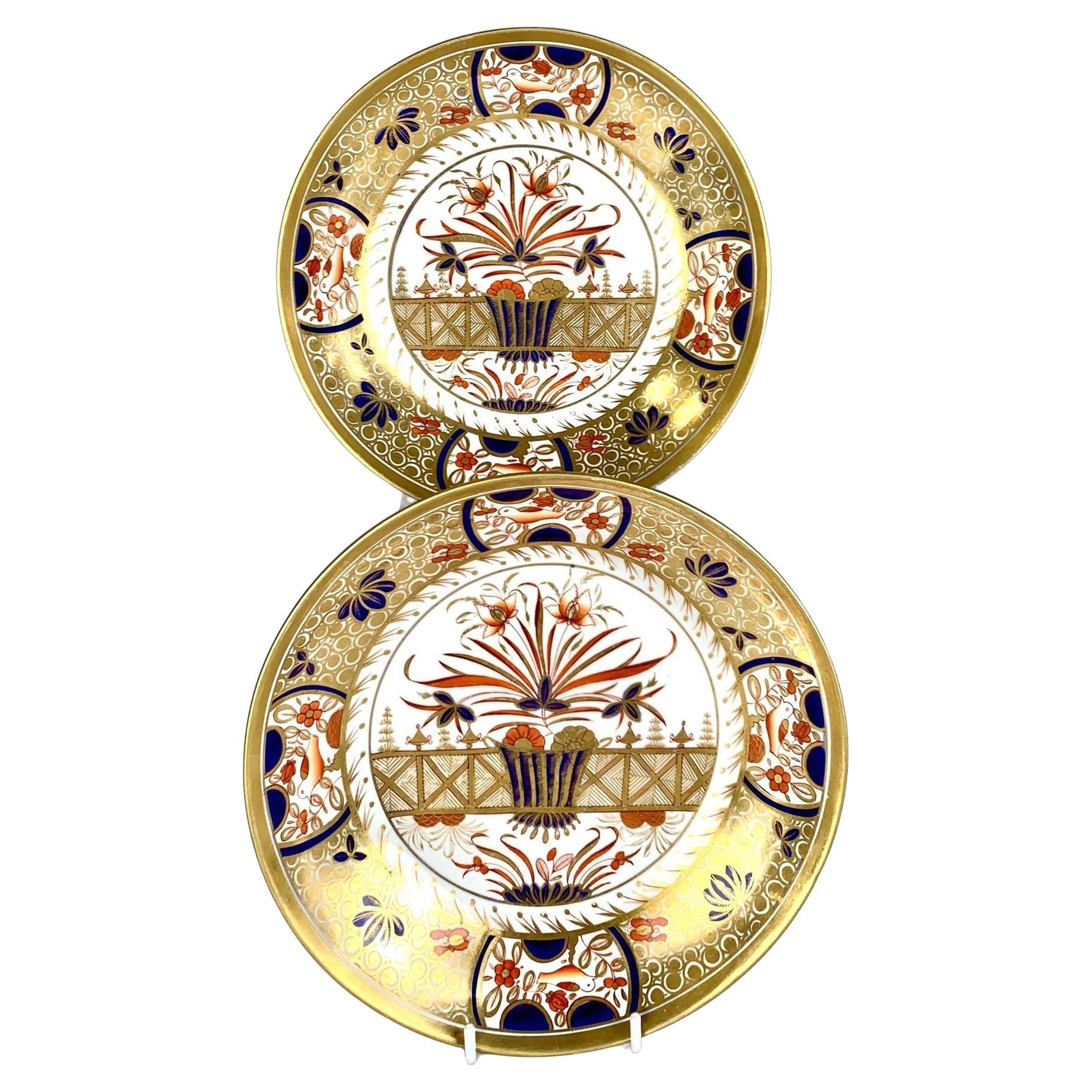 Antique Imari Dishes Hand Painted with Lavish Gilding England Circa 1820