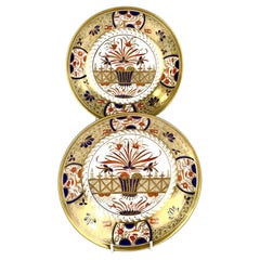 Antique Imari Dishes Hand Painted with Lavish Gilding England Circa 1820