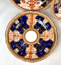 Antique Imari Dollar Pattern Porcelain Cabinet Set Hand Painted England C-1820
