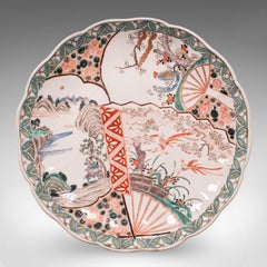 Antique Imari Fruit Plate, Japanese, Meiji Ceramic Decorative Charger, Victorian