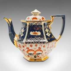 Antique Imari Pattern Teapot, English, Ceramic, Decorative Tea Kettle, Victorian