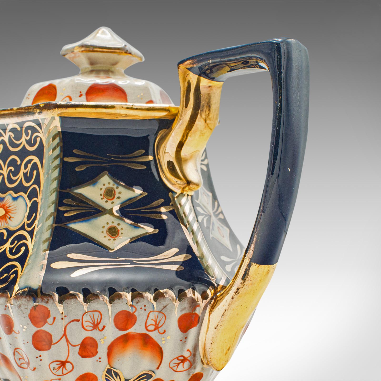 XIXe siècle Théière ancienne à motif Imari, anglaise, céramique, bouilloire décorative, victorienne en vente