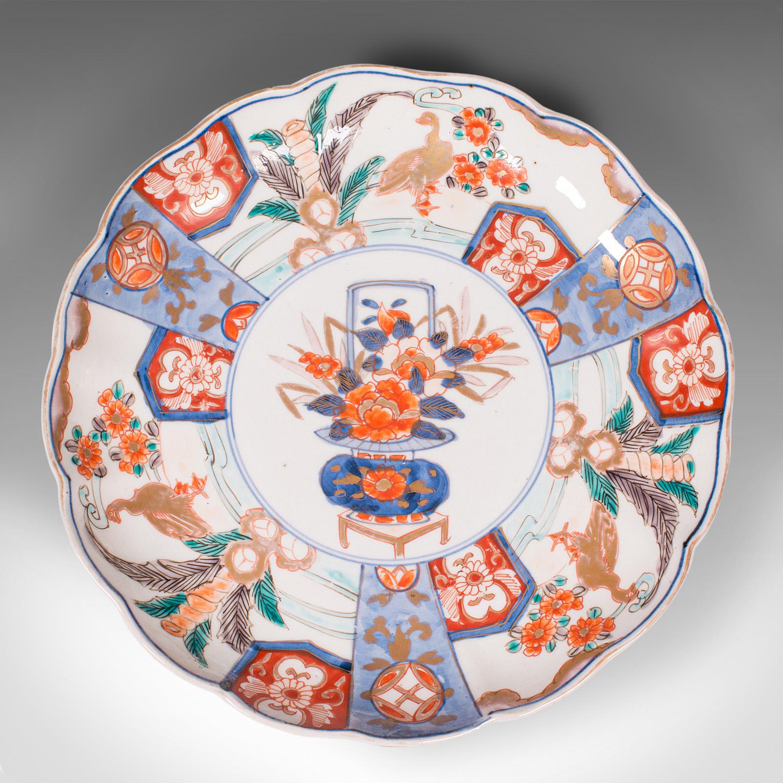 19th Century Antique Imari Plate, Japanese, Hand Painted, Ceramic, Serving Dish, Victorian For Sale