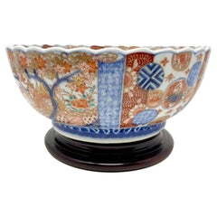 Antique Imari Porcelain Fluted Bowl, Circa 1890.