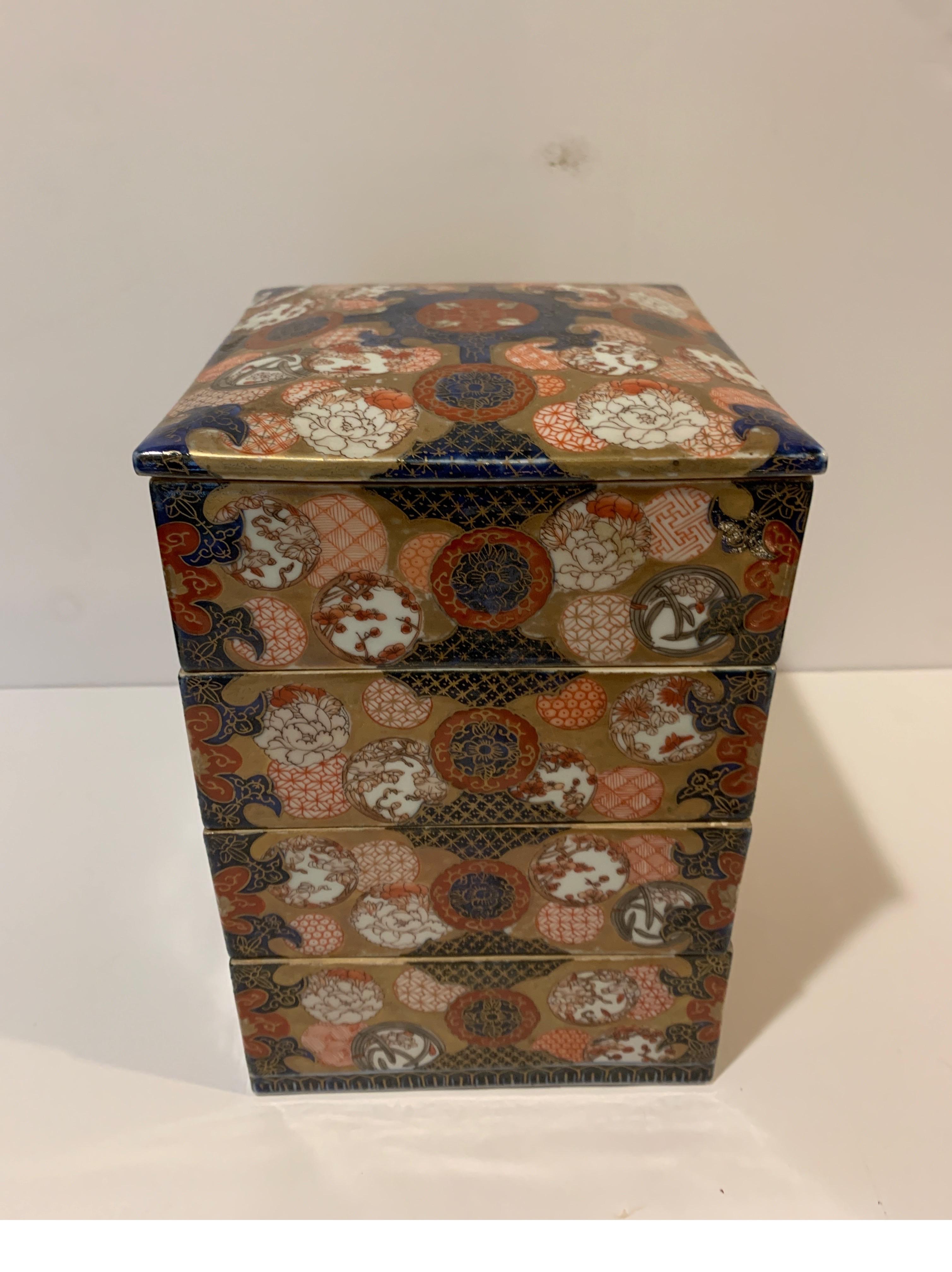 Meiji Antique Imari Porcelain Stack Box