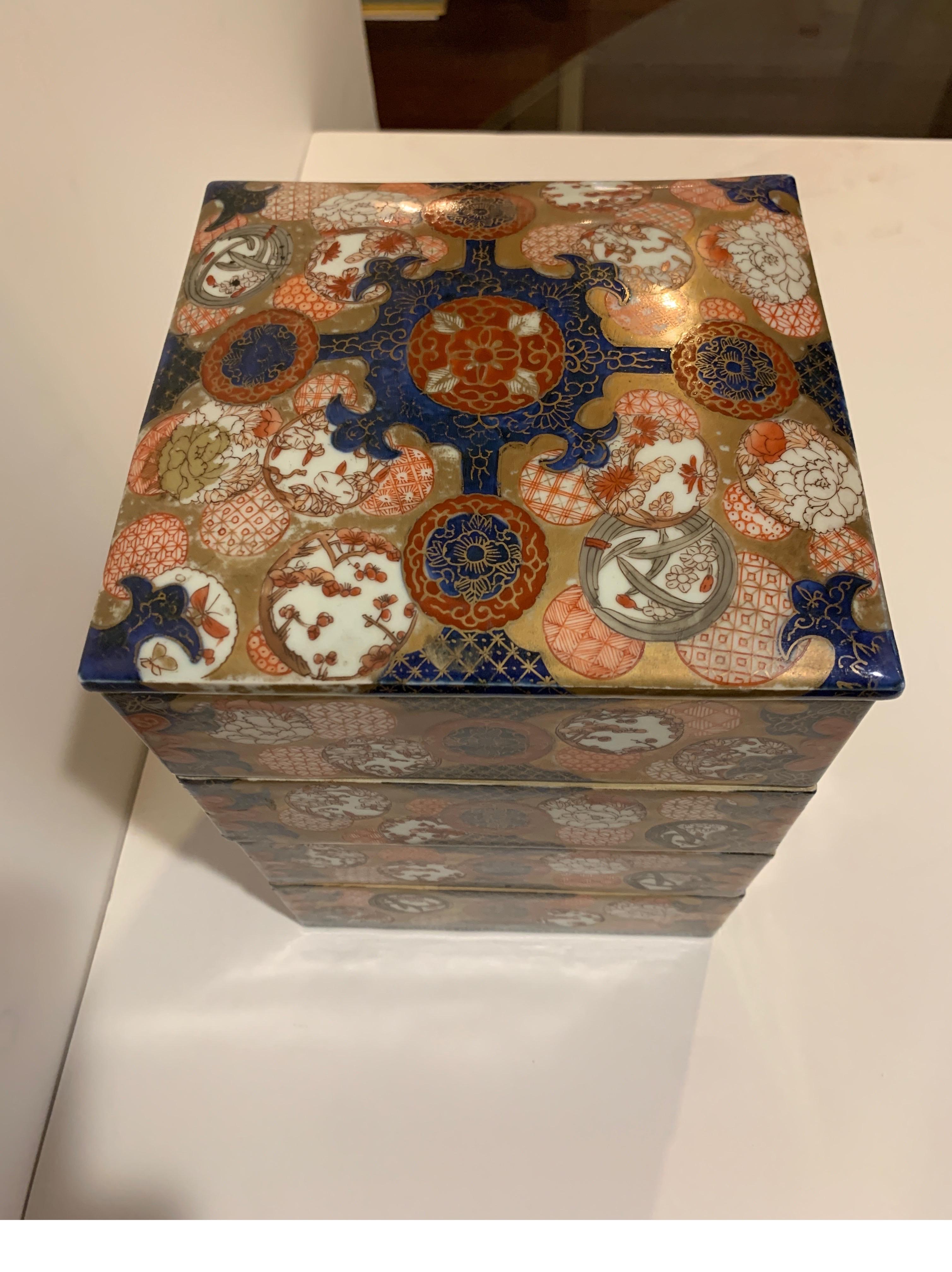 Japanese Antique Imari Porcelain Stack Box