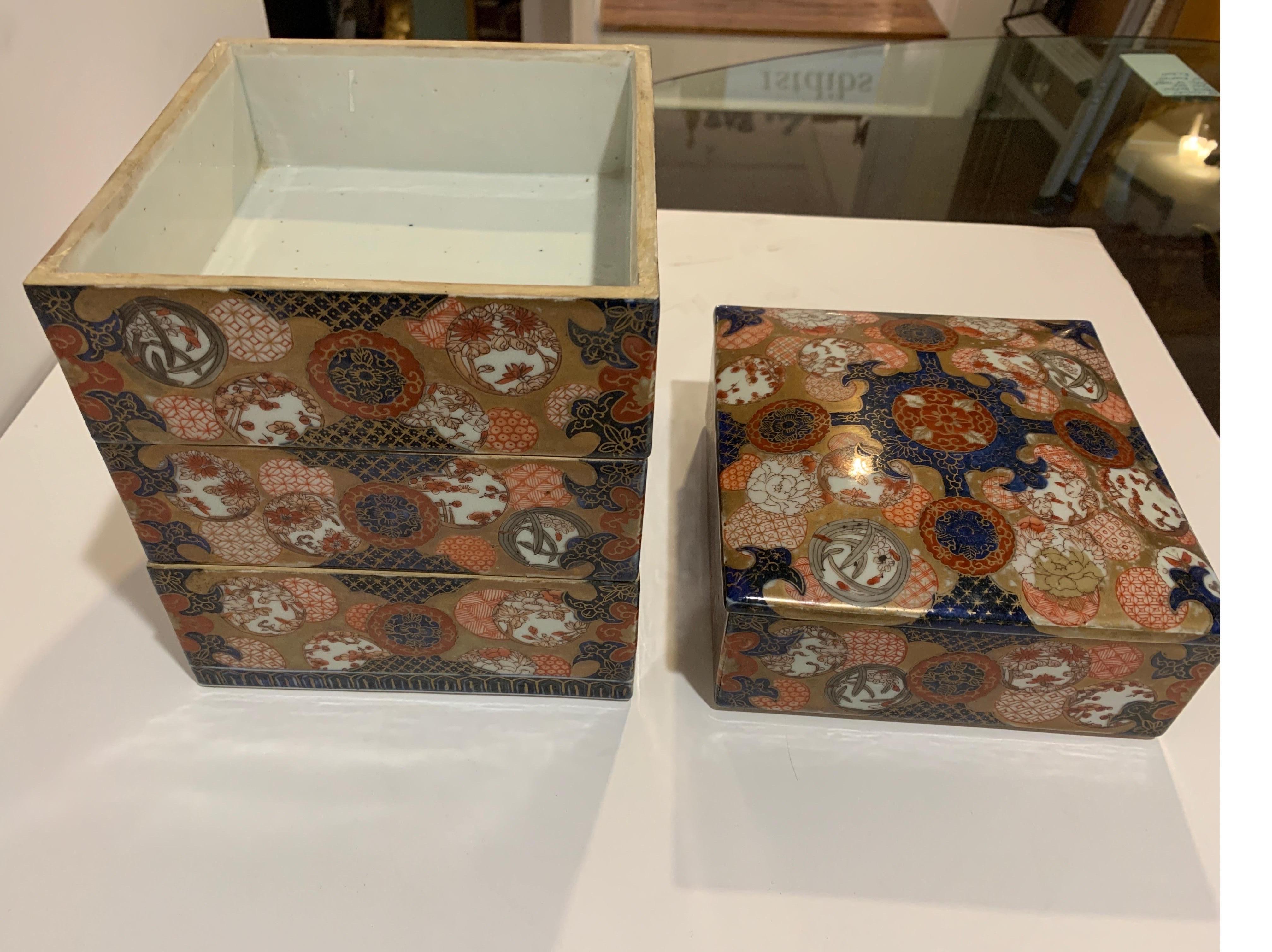 Late 19th Century Antique Imari Porcelain Stack Box