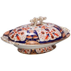 Antique Imari Style English Chinoiserie Hand Painted Ironstone Tureen circa 1880