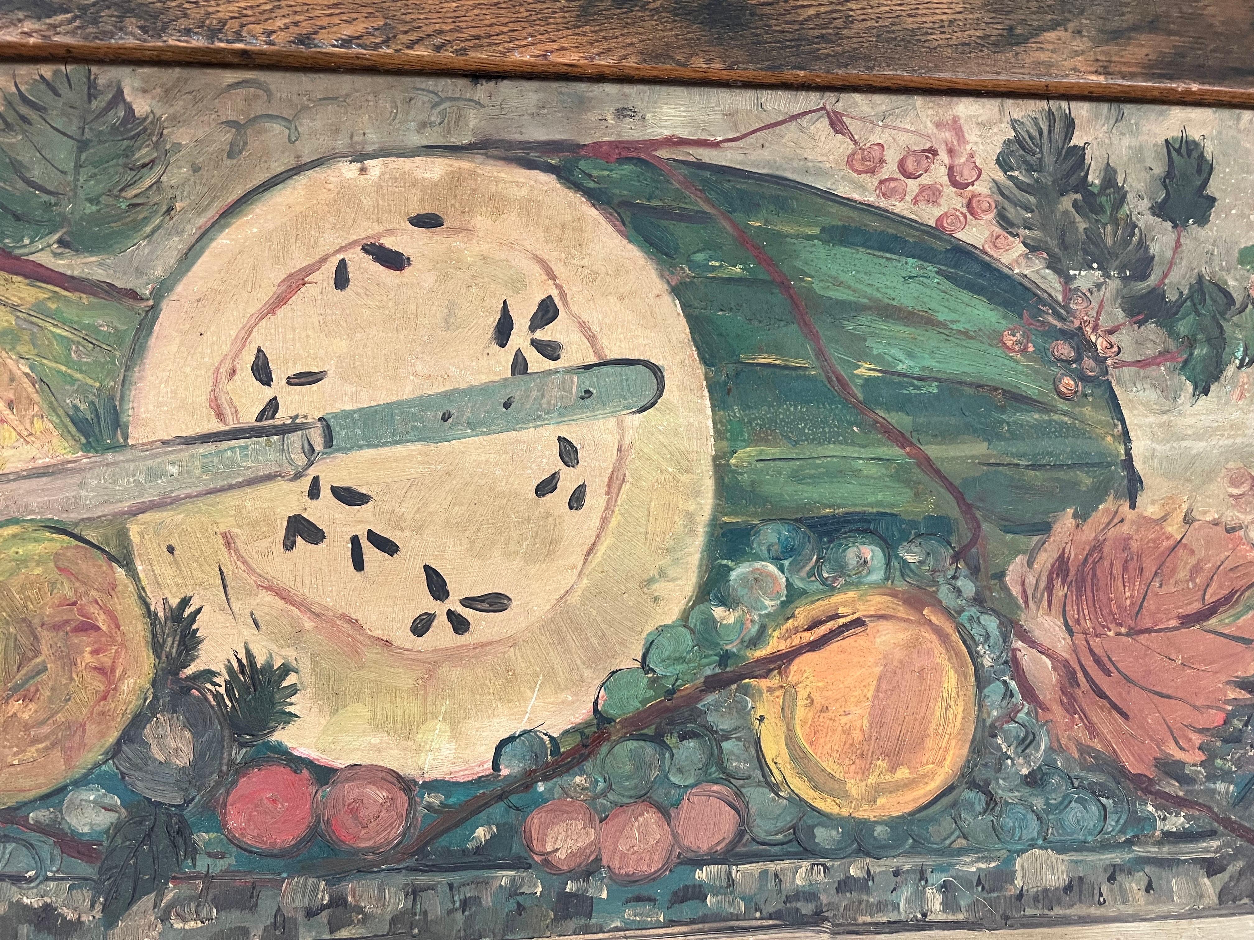 Antique Impasto Fruit Still Life on Board  For Sale 4
