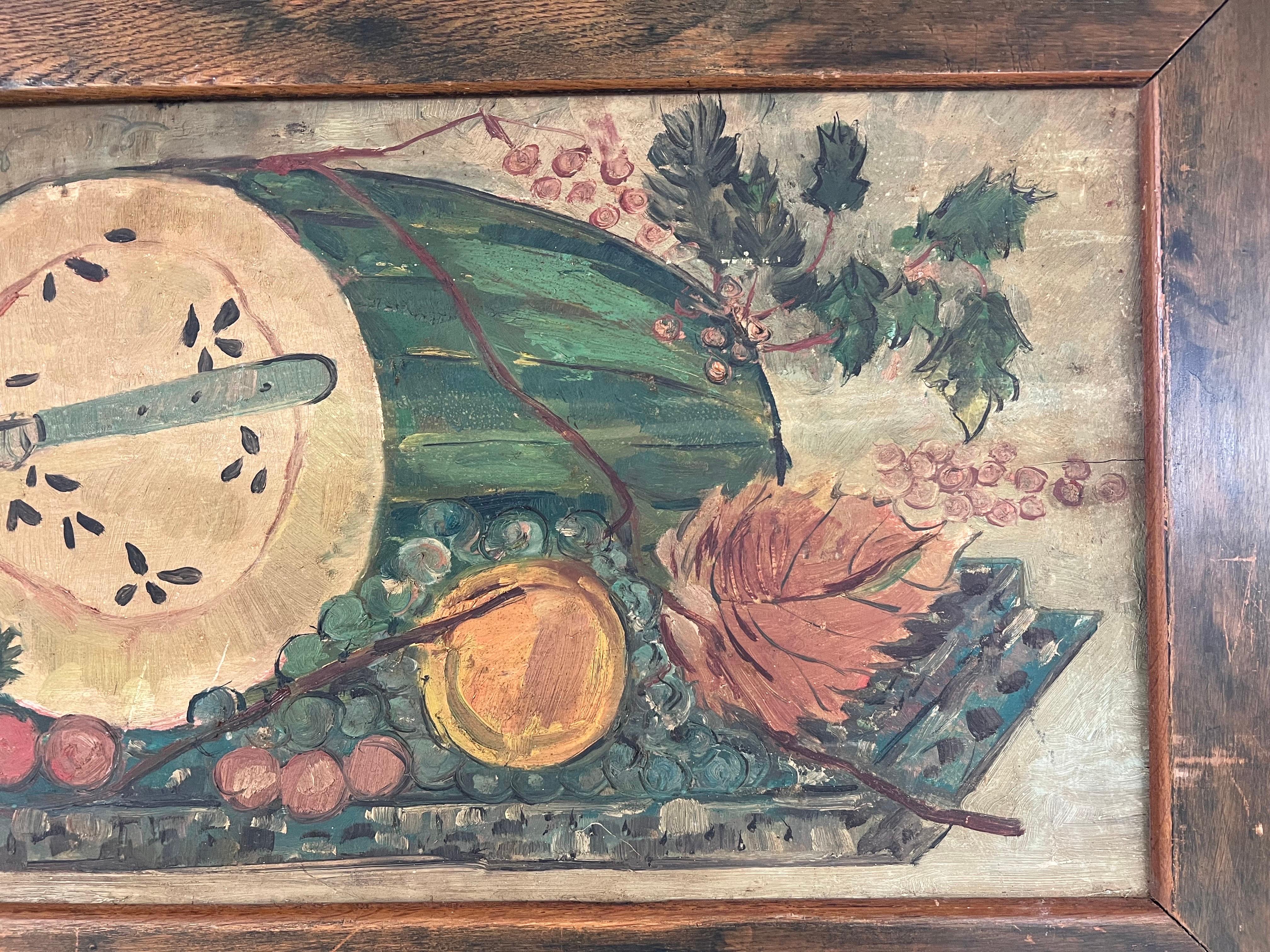 Antique Impasto Fruit Still Life on Board  For Sale 7