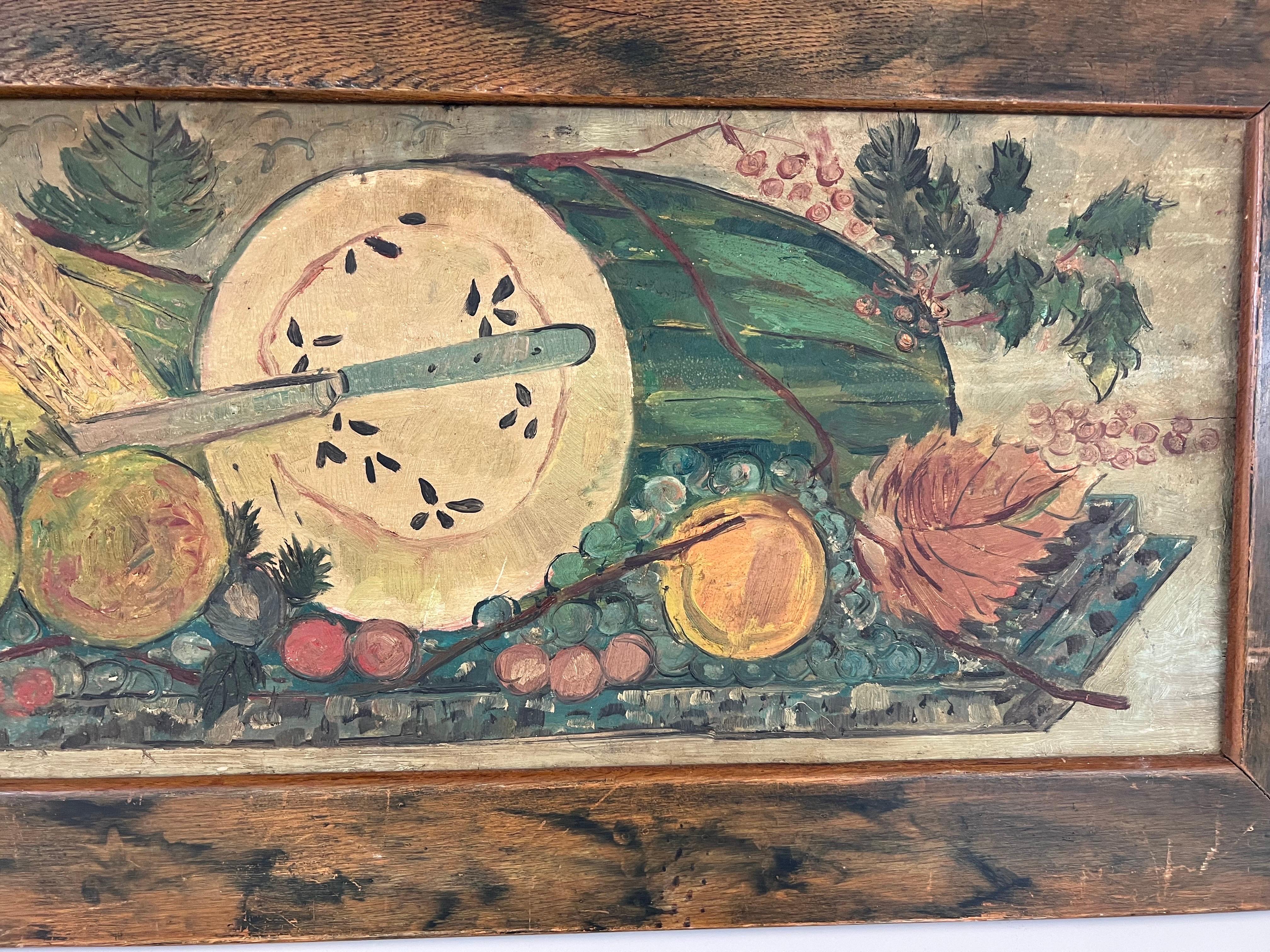 Antique Impasto Fruit Still Life on Board  For Sale 3