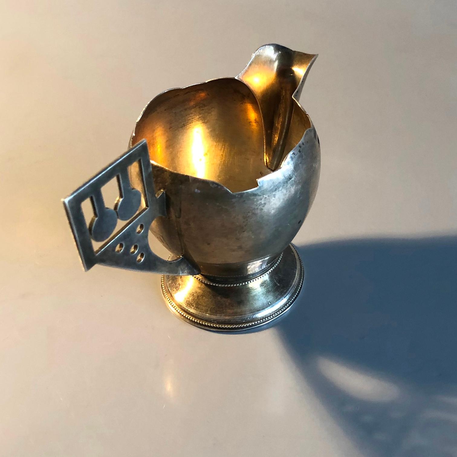Antique Imperial 84 Silver Engraved Creamer by Antip Kuzmichev, Russia, 1900s For Sale 2