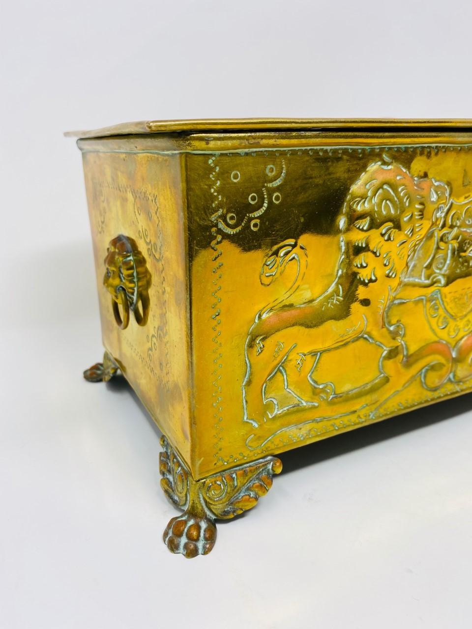Antique Imperial Anglo-Russian Brass Cigar Humidor Box 'Late 1800’s' In Good Condition In San Diego, CA