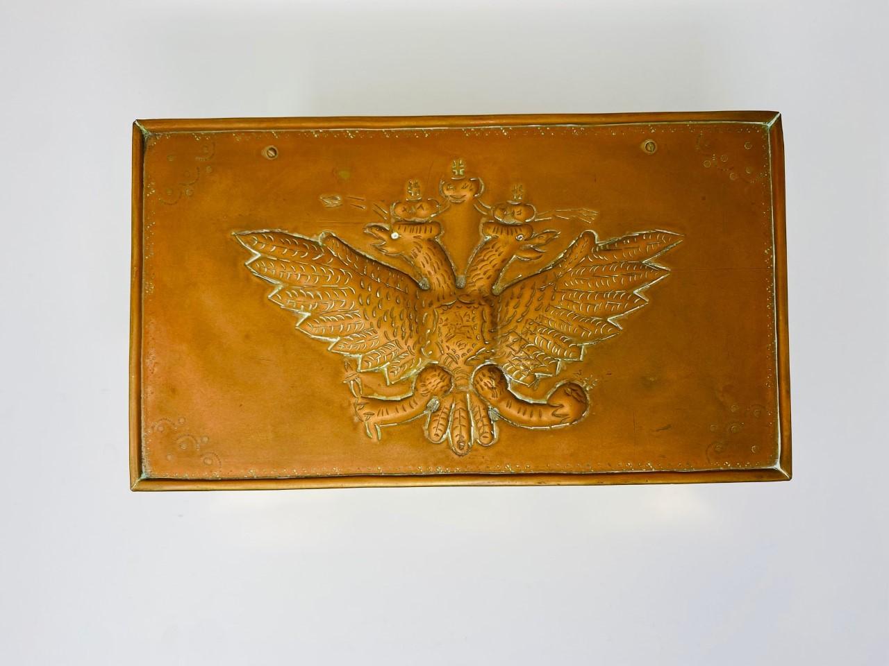 19th Century Antique Imperial Anglo-Russian Brass Cigar Humidor Box 'Late 1800’s'
