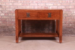 Antique Imperial Arts & Crafts Oak Writing Desk or Library Table, Newly Restored