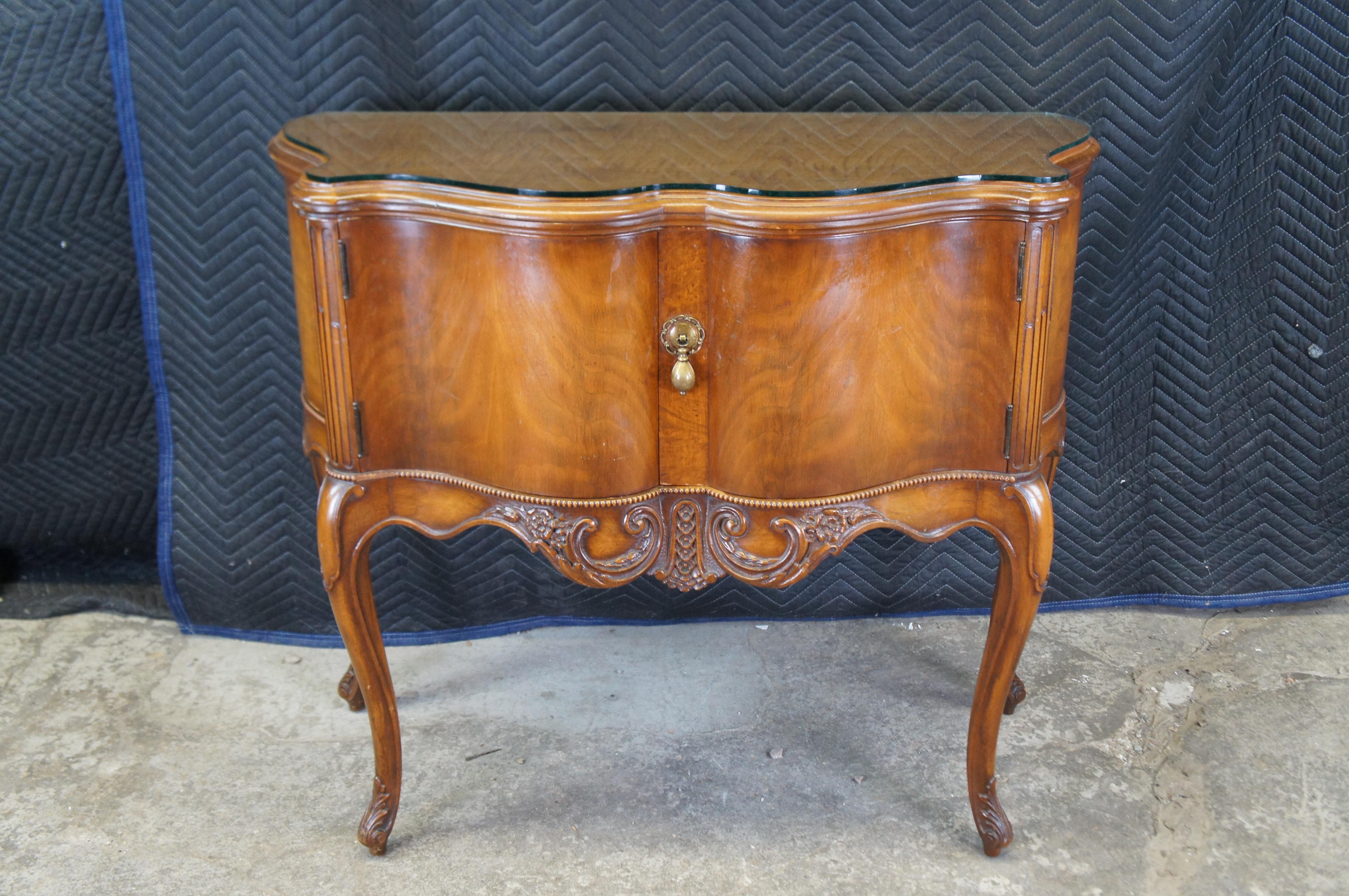 20th Century Antique Imperial Cabinet Walnut French Provincial Louis XV Console Table Server