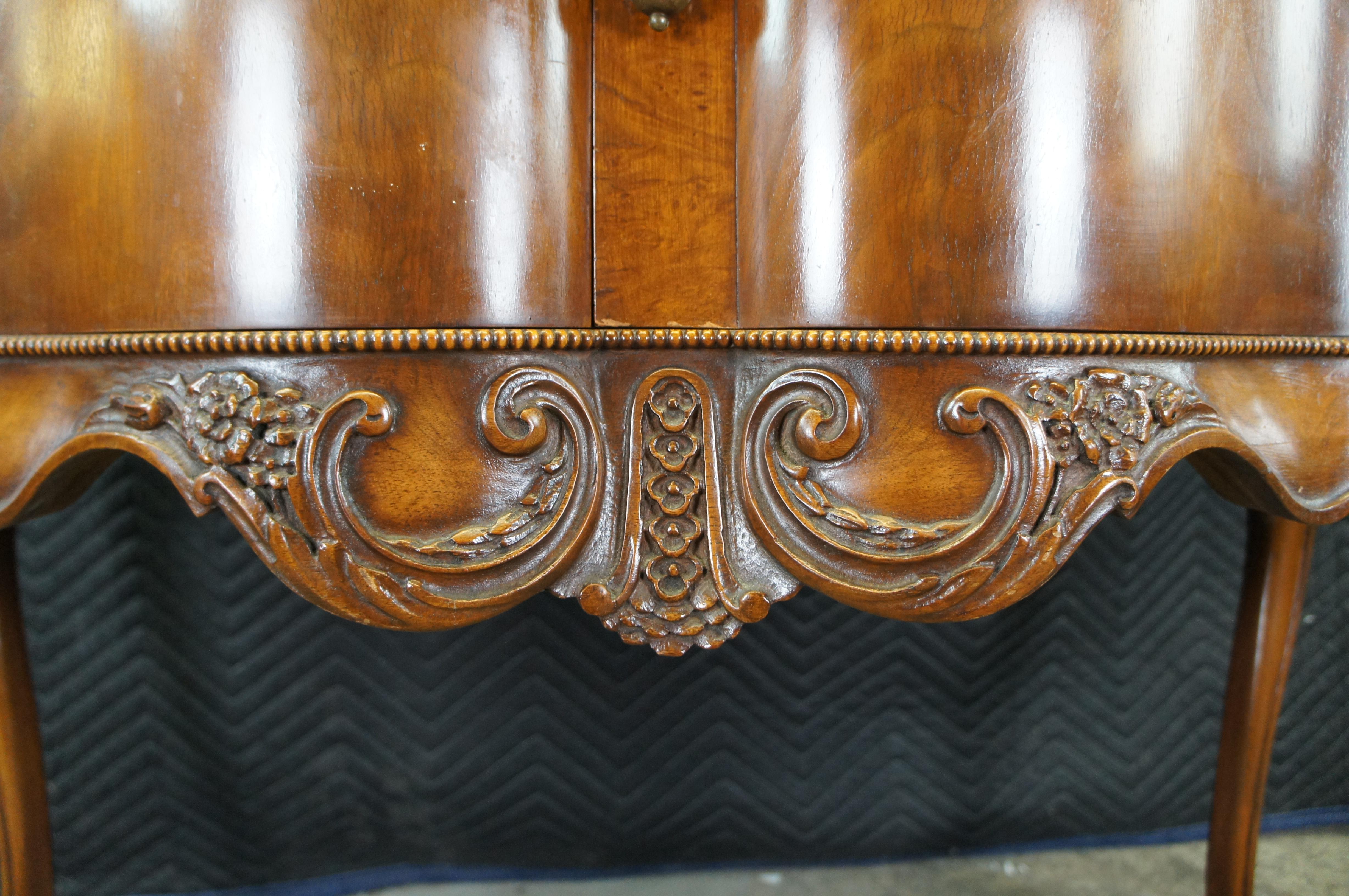 Antique Imperial Cabinet Walnut French Provincial Louis XV Console Table Server 4