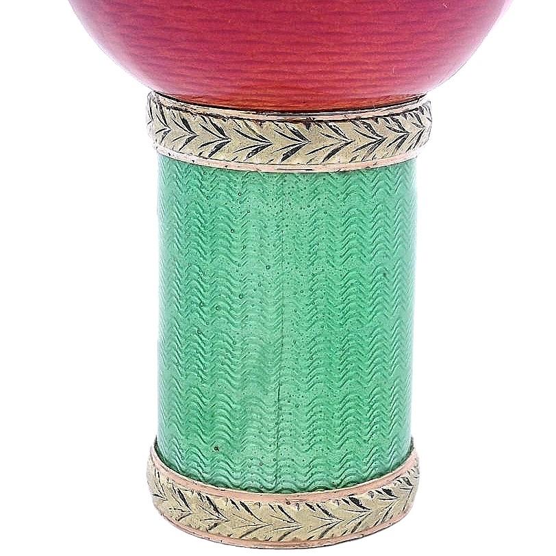 Cabochon Antique Imperial  Faberge Rose Gold  Guilloche Enamel Parasol Handle For Sale