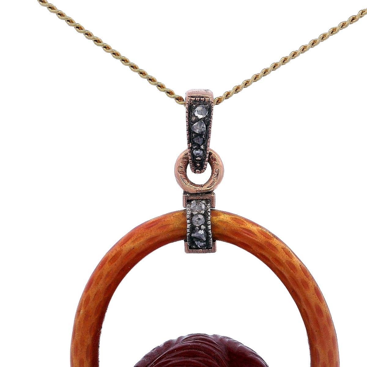 Antico ciondolo Faberge in oro rosa con diamanti smaltati e purpurina in vendita 4