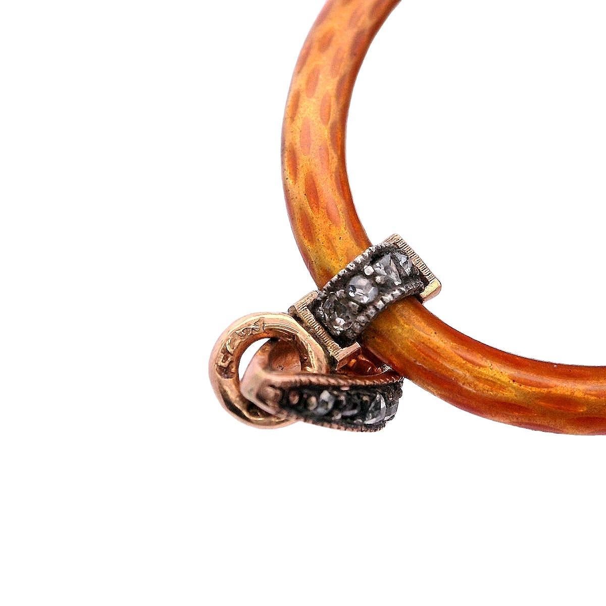 Antico ciondolo Faberge in oro rosa con diamanti smaltati e purpurina in vendita 2
