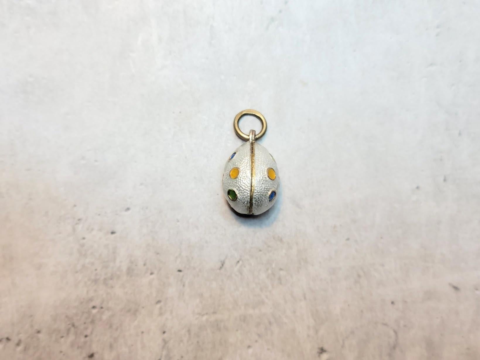 Women's or Men's Antique Imperial Guilloche Egg Pendant, Workmaster Anders Johan Nevalainen