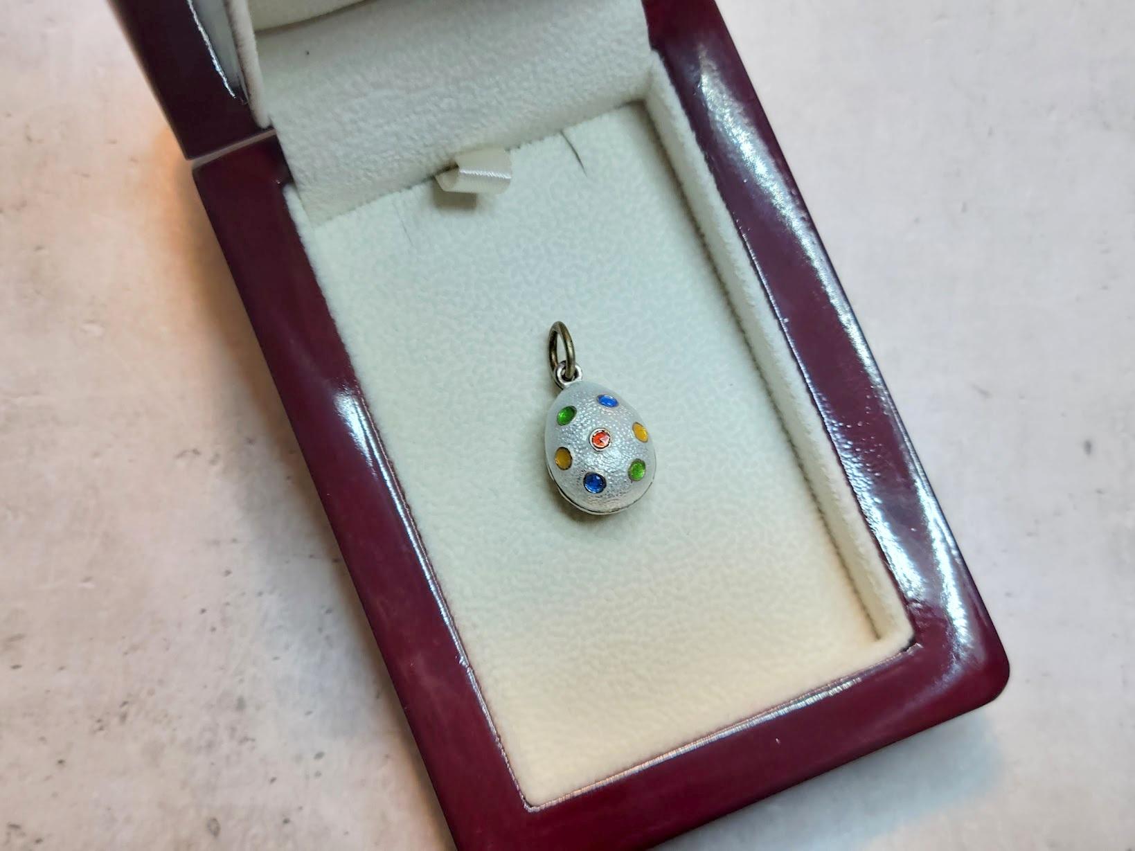 Antique Imperial Guilloche Egg Pendant, Workmaster Anders Johan Nevalainen 4