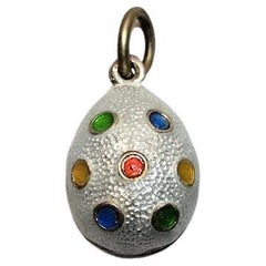 Antique Imperial Guilloche Egg Pendant, Workmaster Anders Johan Nevalainen