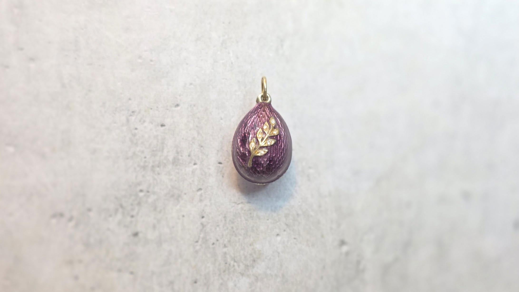 Antiker kaiserlicher Guilloche-Emaille-Ei-Anhänger, Werkmeister Anders Nevalainen (Zarenreich) im Angebot