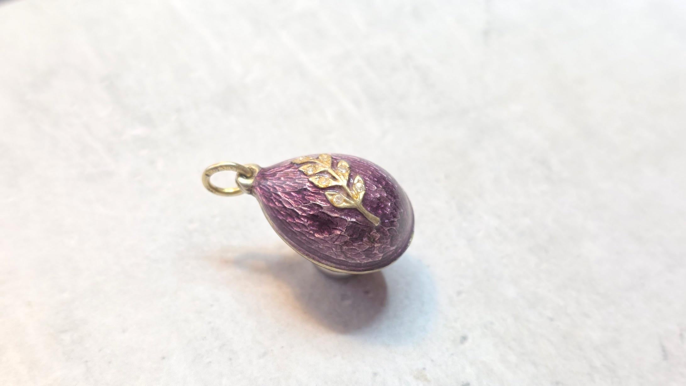 Antiker kaiserlicher Guilloche-Emaille-Ei-Anhänger, Werkmeister Anders Nevalainen im Zustand „Gut“ im Angebot in Chesterland, OH