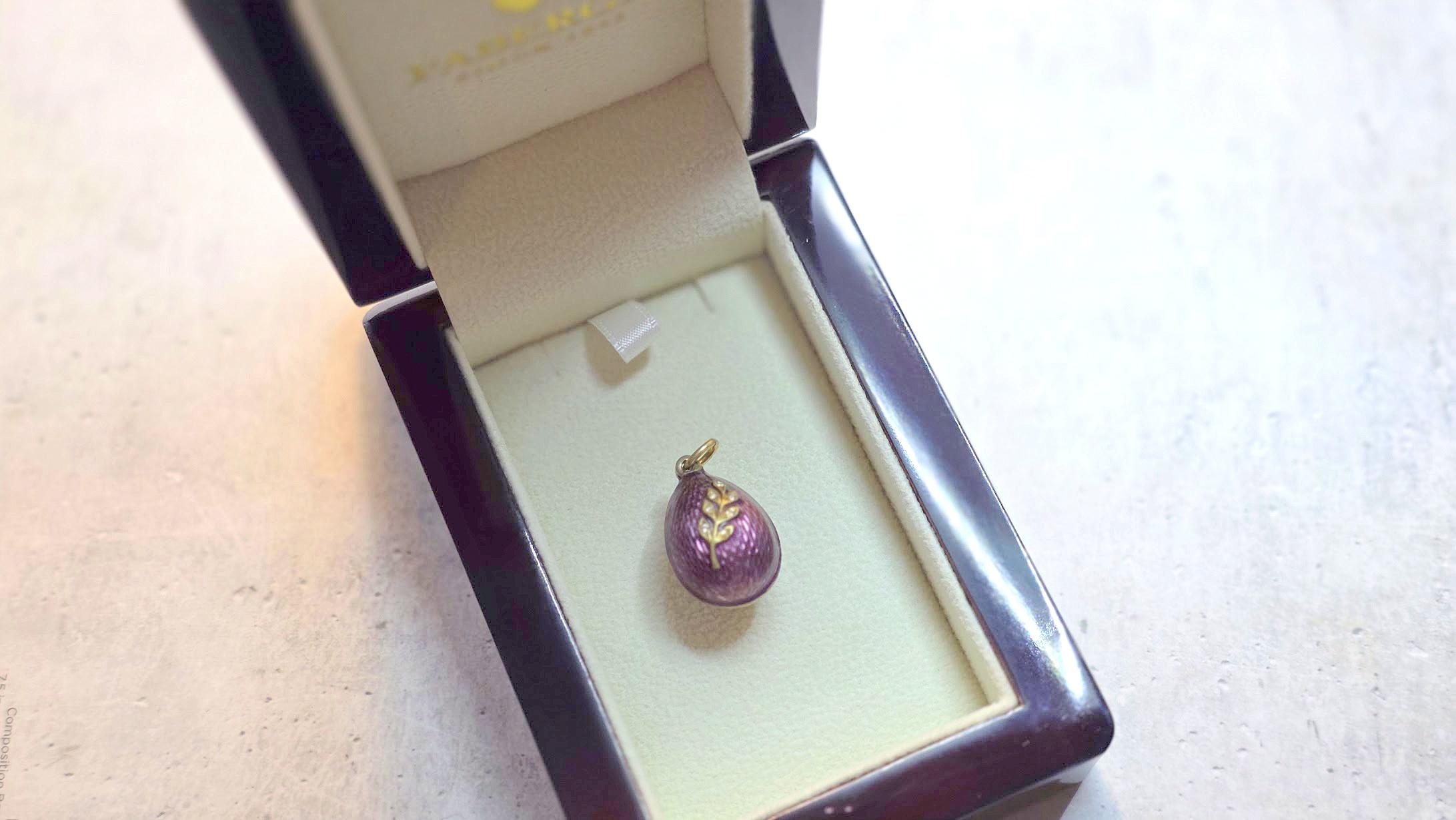 Antiker kaiserlicher Guilloche-Emaille-Ei-Anhänger, Werkmeister Anders Nevalainen im Angebot 4