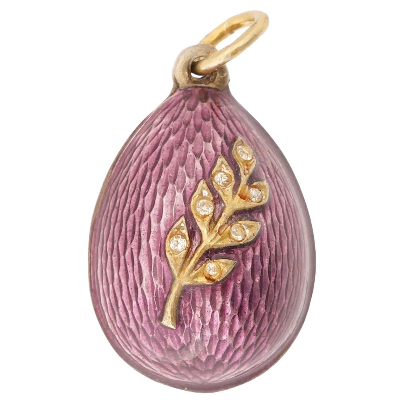 Antico ciondolo imperiale a forma di uovo con smalto guilloché, maestro d
opera Anders Nevalainen