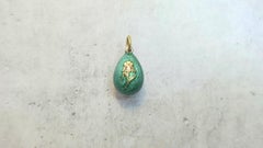 Antique Imperial Guilloche Green Enamel Egg Pendant, by Alfred Thielemann