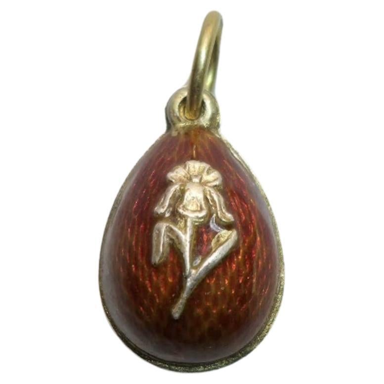 Antique Imperial Guilloché Enamel Egg Pendant by Albert Holmström, 1908 For Sale