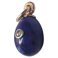 Antique Imperial Lapis Lazuli Diamond Gold Egg Pendant by Anders Nevalainen