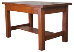 Antique Imperial Quartersawn Oak Mission Arts Crafts Library Table Writing Desk
