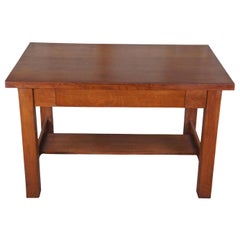 Used Imperial Quartersawn Oak Mission Arts Crafts Library Table Writing Desk