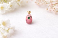Antique Imperial Rhodonite Emerald Gold Egg Pendant by Henrik Wigström