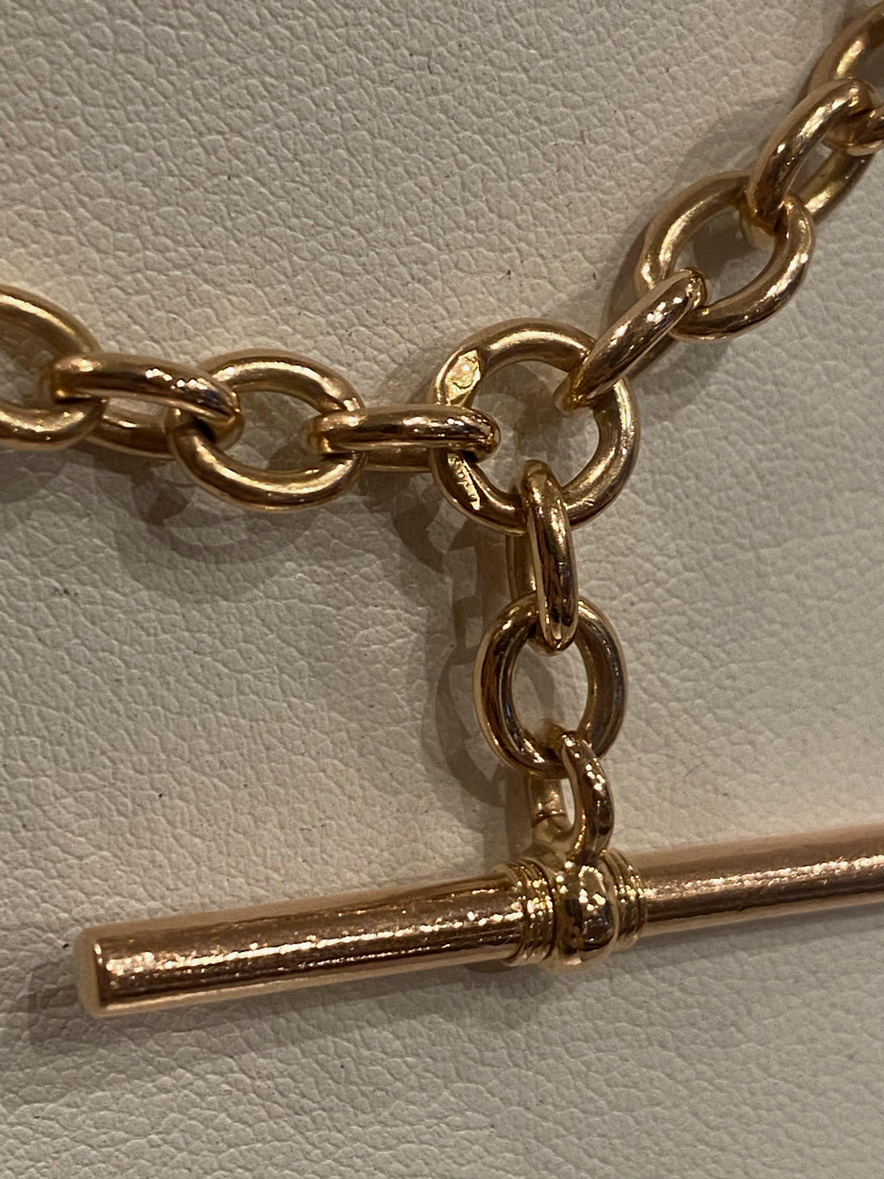 Edoardiano Catena per orologio da polso con barra a T dell'Imperial Russia in oro rosa 14K 56, A. Karpov. in vendita