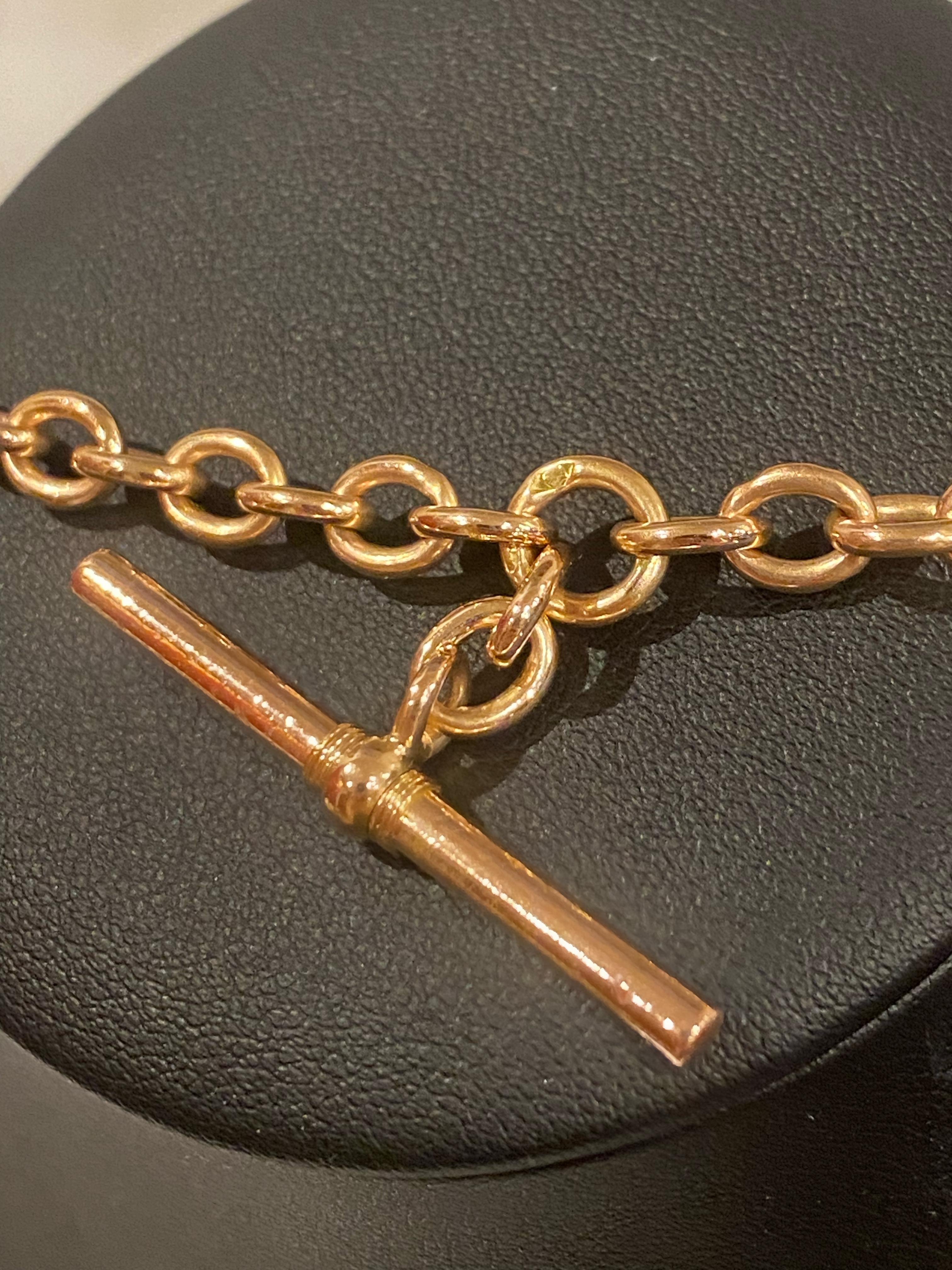 Catena per orologio da polso con barra a T dell'Imperial Russia in oro rosa 14K 56, A. Karpov. In condizioni ottime in vendita a MELBOURNE, AU
