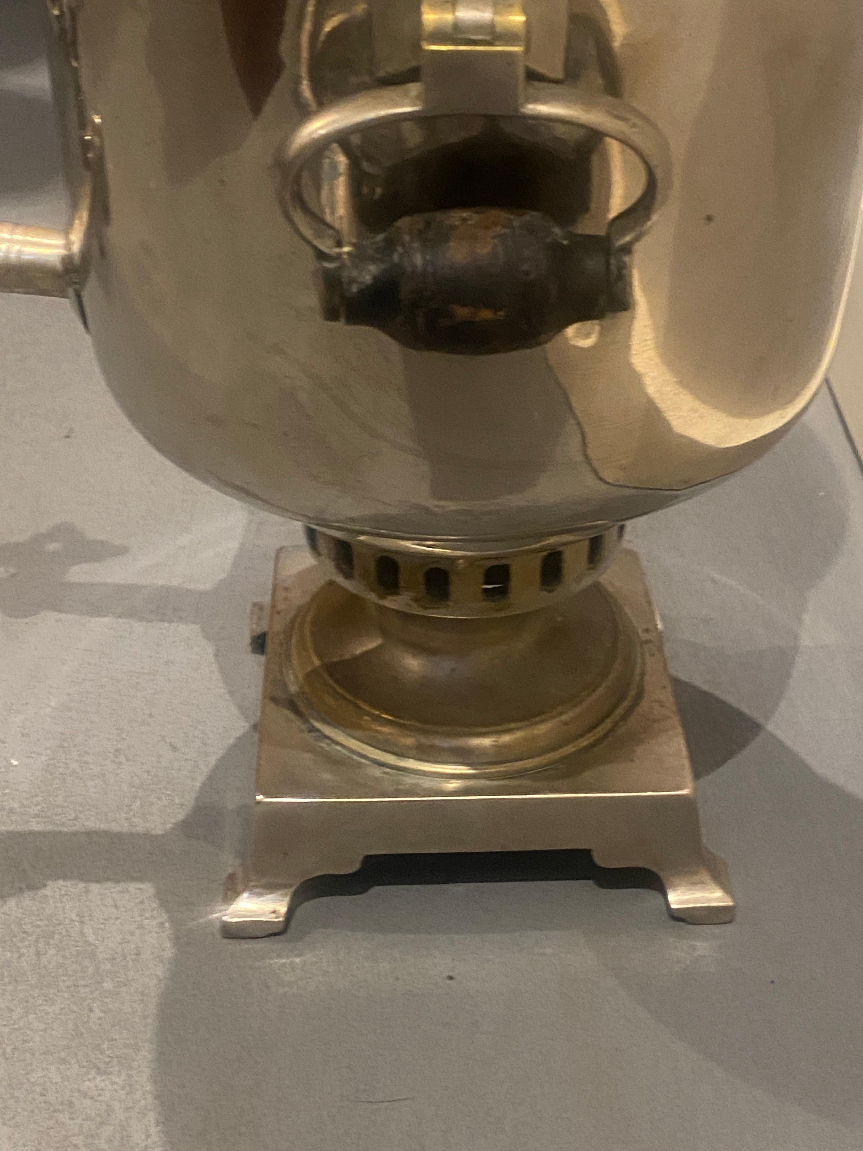 Antique Imperial Russia Batashew Tula Factory Brass Nickel Plated Samovar For Sale 1
