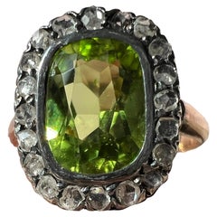 Antique Imperial Russian 14k Peridot & Diamond Ring
