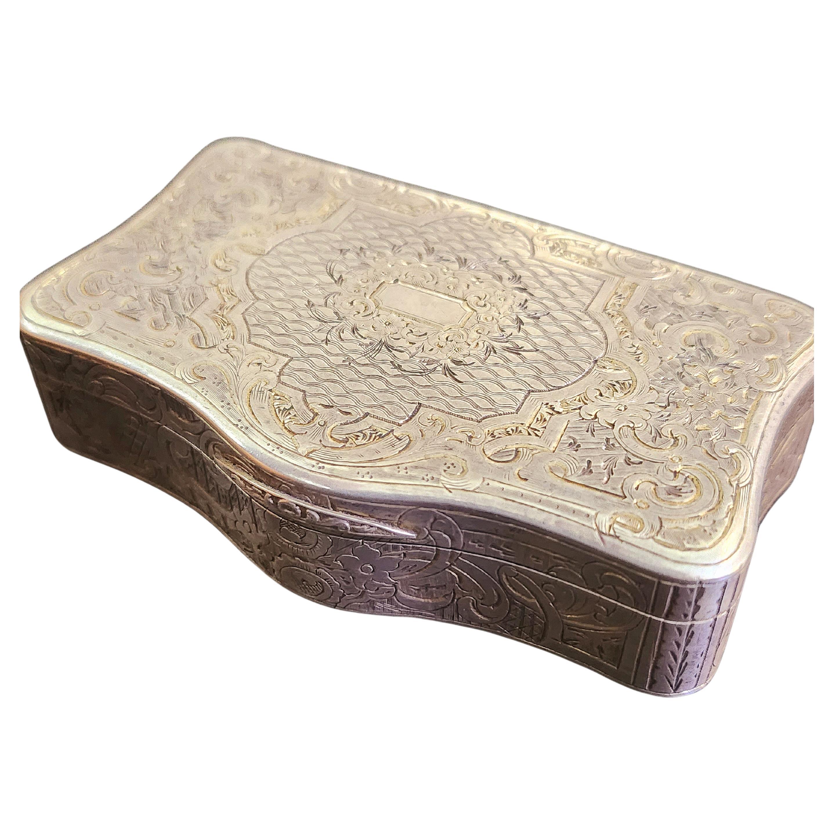 Antique Imperial Russian 1850s Silver Pill Box For Sale