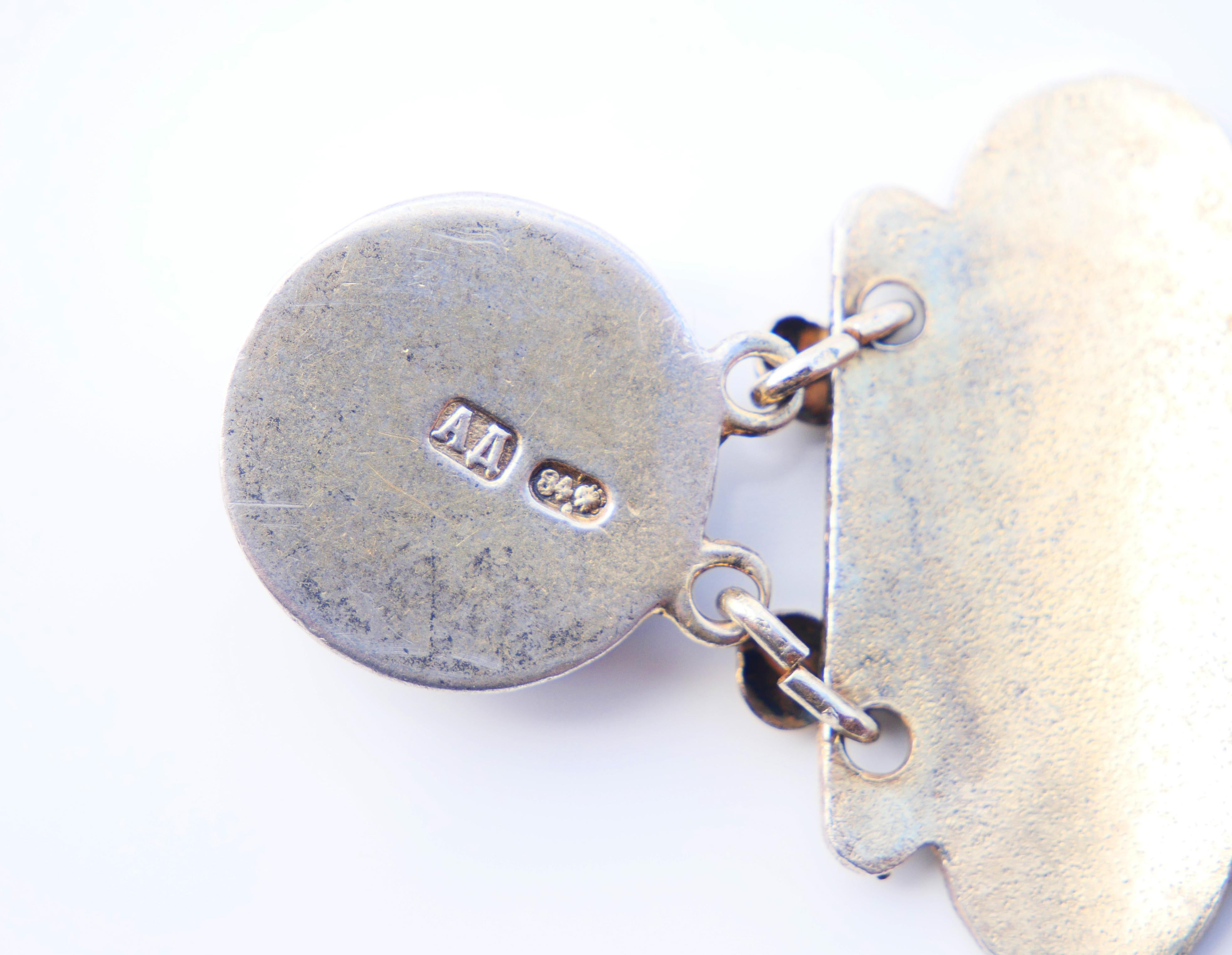 Antique Imperial Russian A.Dalman Bracelet Enamel solid 84 Silver / 18.5cm /55gr For Sale 5