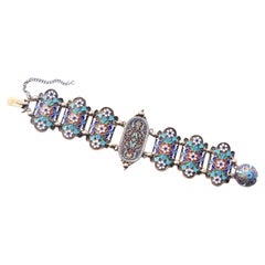 Antique Bracelet Impérial Russe A.Dalman Enamel solid 84 Silver / 18.5cm /55gr