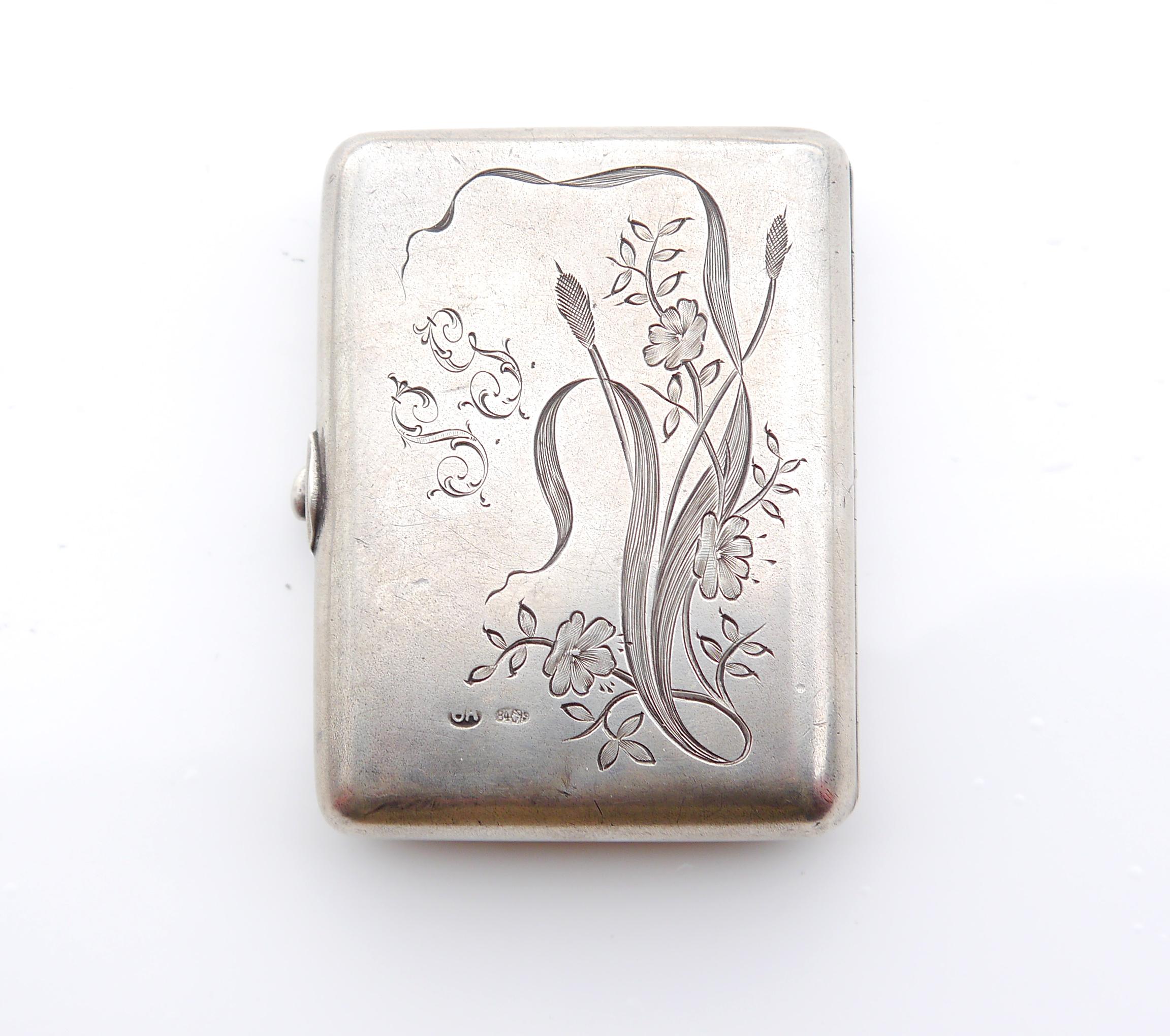 Aesthetic Movement Antique Imperial Russian Art Nouveau Box 84 Silver / 78 gr For Sale