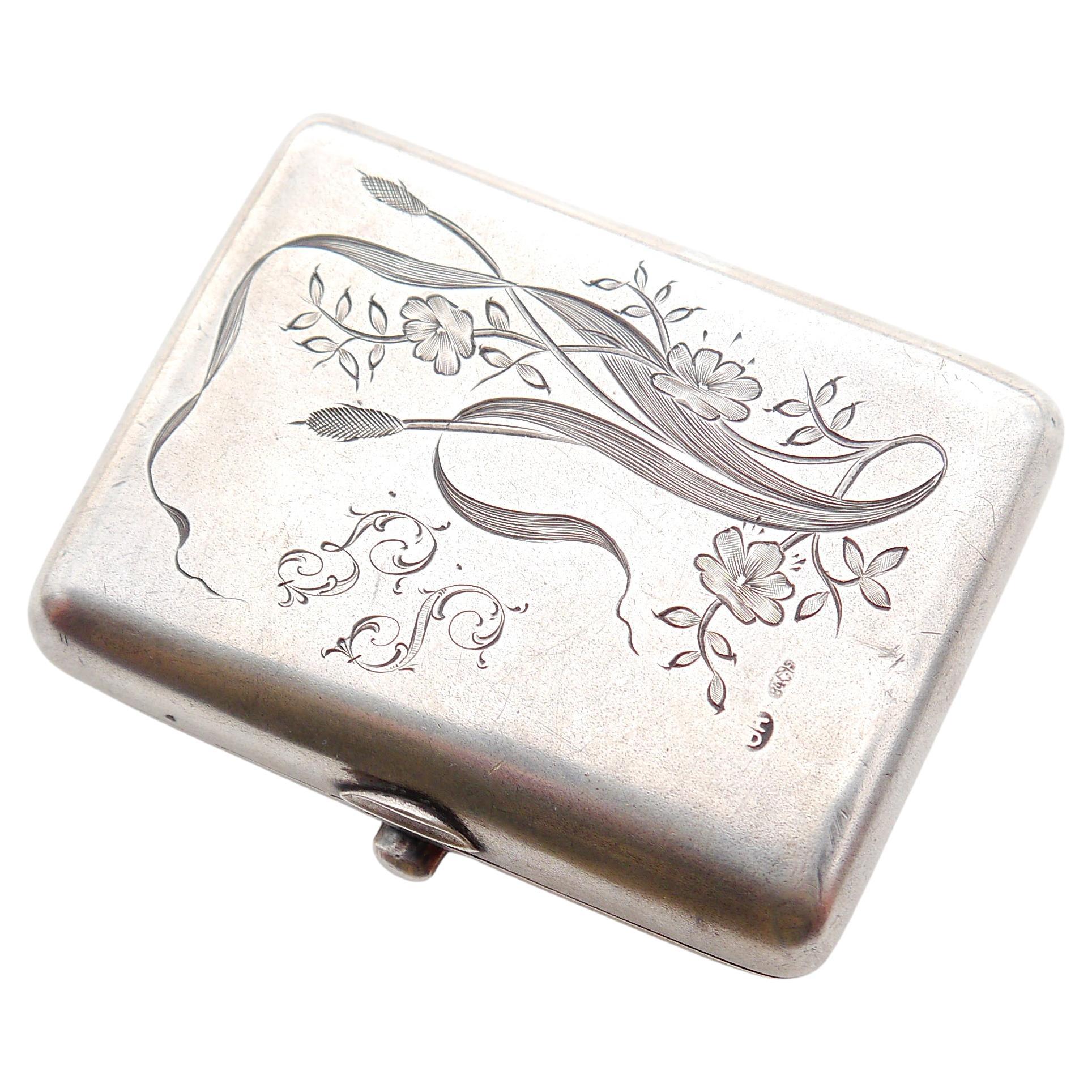 Antique Imperial Russian Art Nouveau Box 84 Silver / 78 gr For Sale