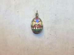 Antico ciondolo imperiale russo a forma di uovo in smalto cloisonne di Ivan Khlebnikov