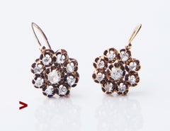 Antique Imperial Russian Earrings 1.3ctw Diamonds solid 56/ 14K Gold/ 7.6gr